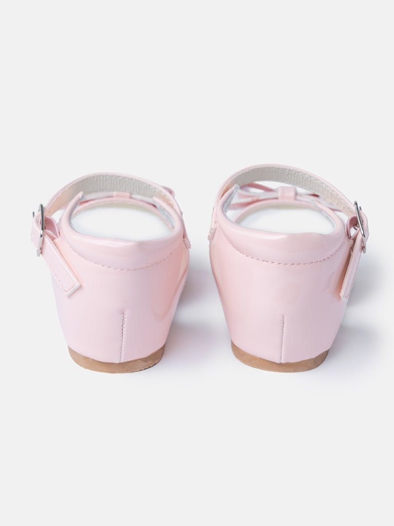 Baby Girl M&B Sandals with Solid Bow - Baby Pink