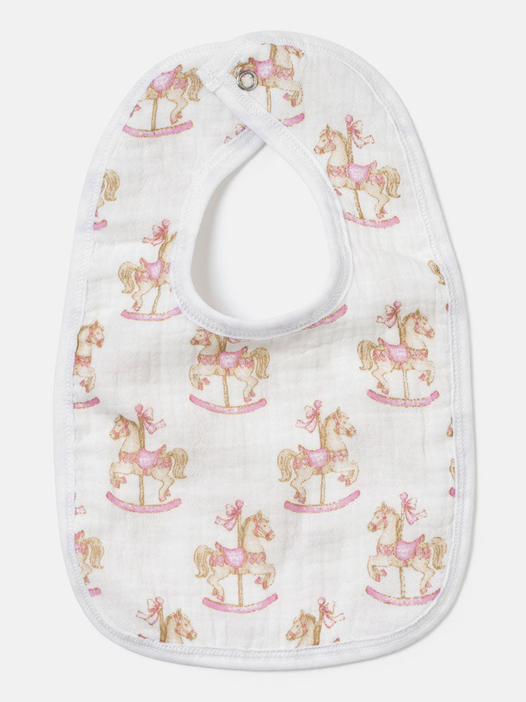 Baby Bib Rocking Horse Collection - Baby Pink