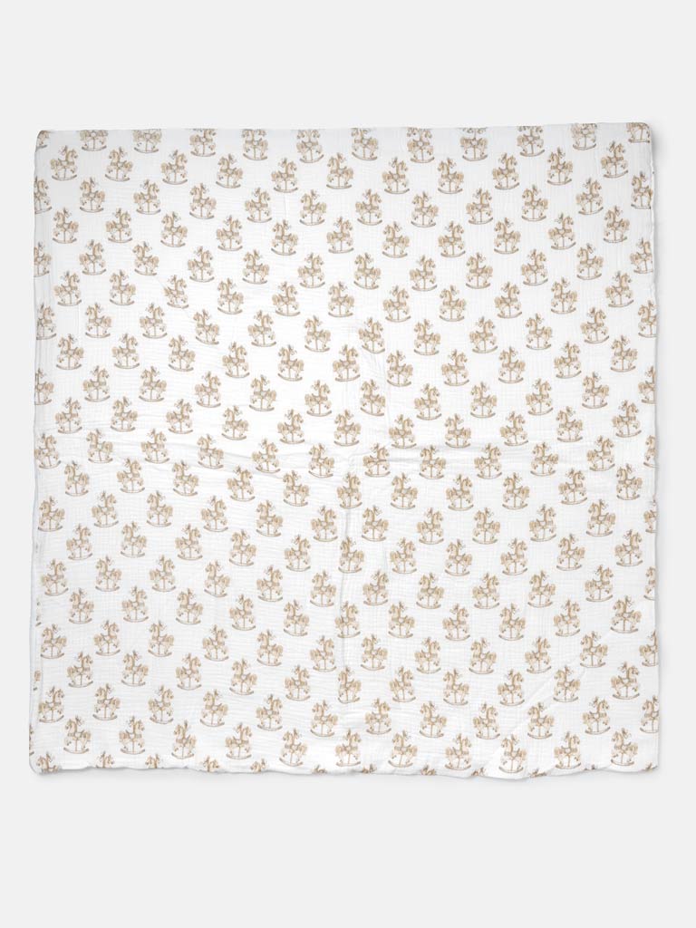 Baby Blanket Rocking Horse Collection - Beige