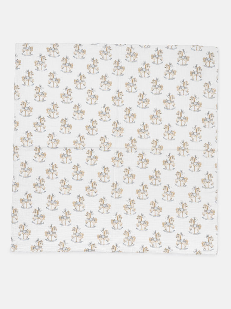 Baby Muslin Square Rocking Horse Collection - Baby Blue