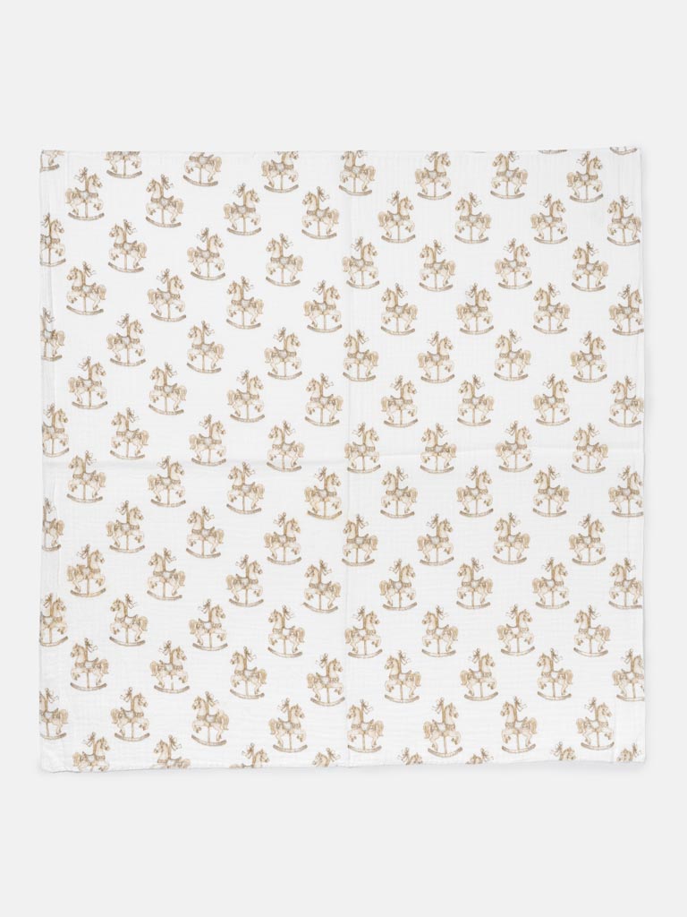 Baby Muslin Square Rocking Horse Collection - Beige