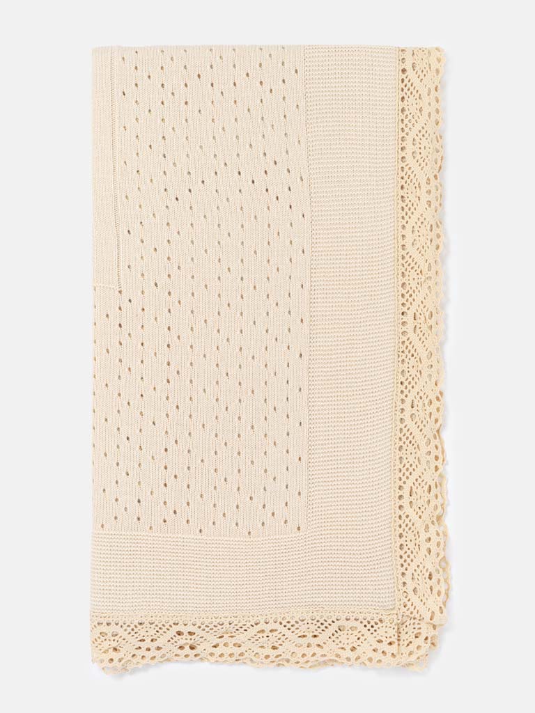 Baby Open Dot Knitted Spanish Blanket - Beige