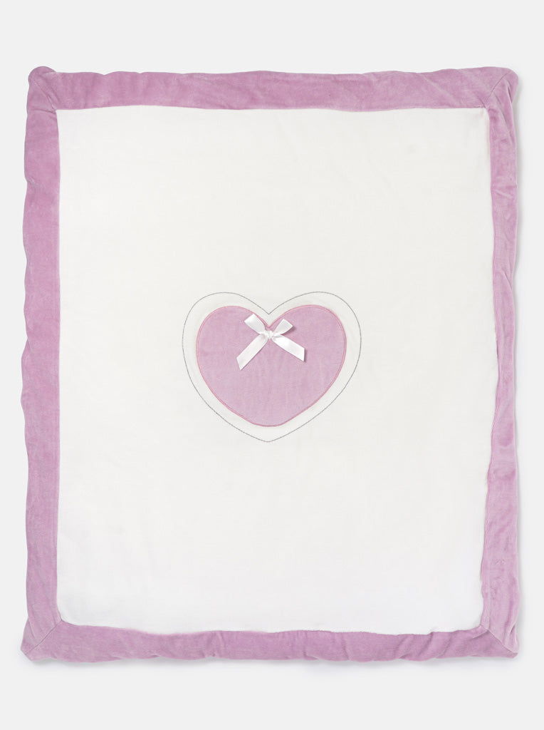 Baby Soft Fleece Pram Duvet with Heart Applique in Gift Box - Dusty Pink