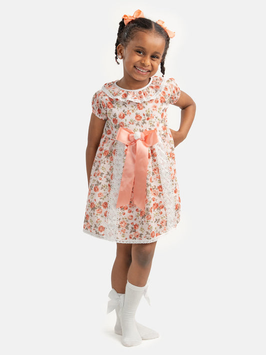 Baby Girl Guadalupe Collection Floral Dress - Peach