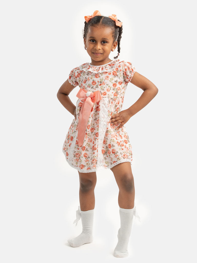 Baby Girl Guadalupe Collection Floral Dress - Peach