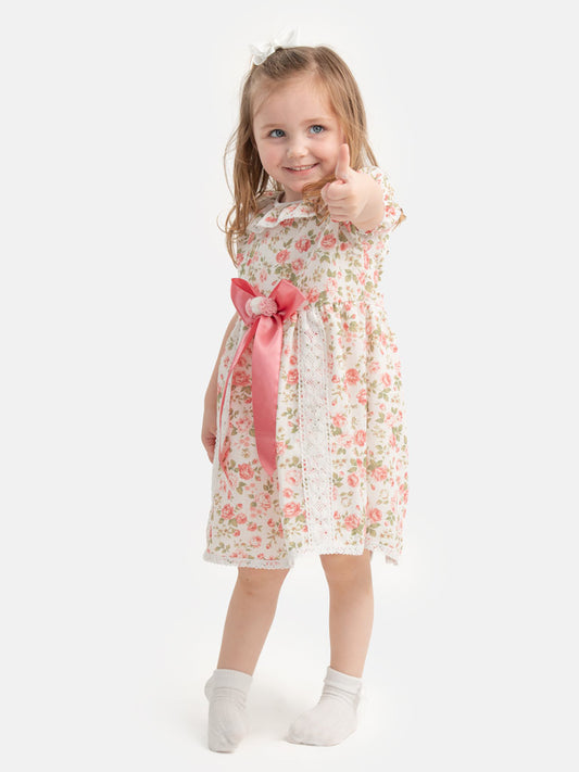 Baby Girl Guadalupe Collection Floral Dress - Hot Pink