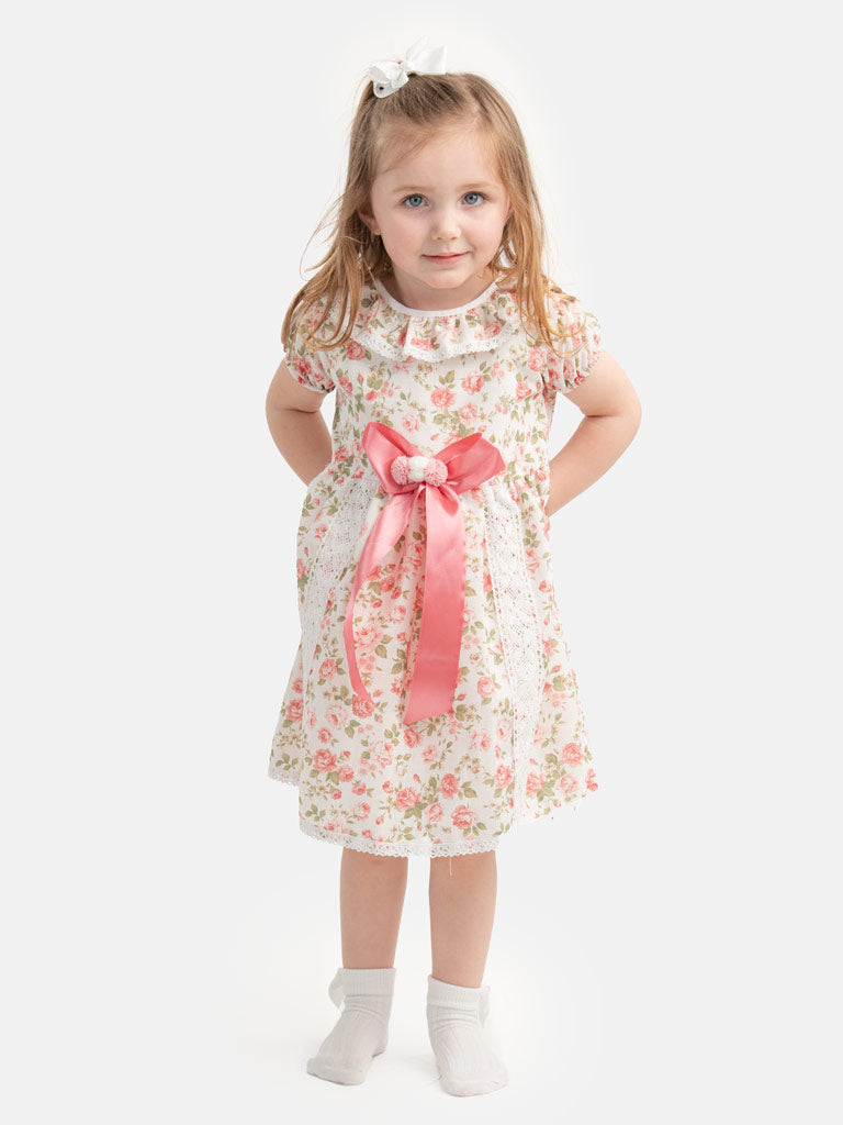 Baby Girl Guadalupe Collection Floral Dress - Hot Pink