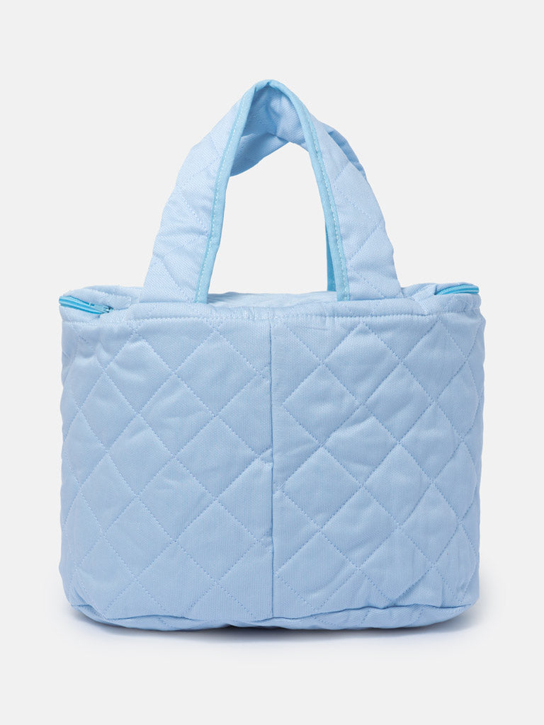 Baby Quilted Teddy Bear Wash Bag with Handles - Baby Blue