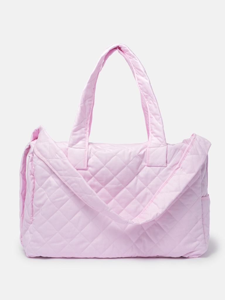 Baby Quilted Teddy Bear Changing Bag - Baby Pink