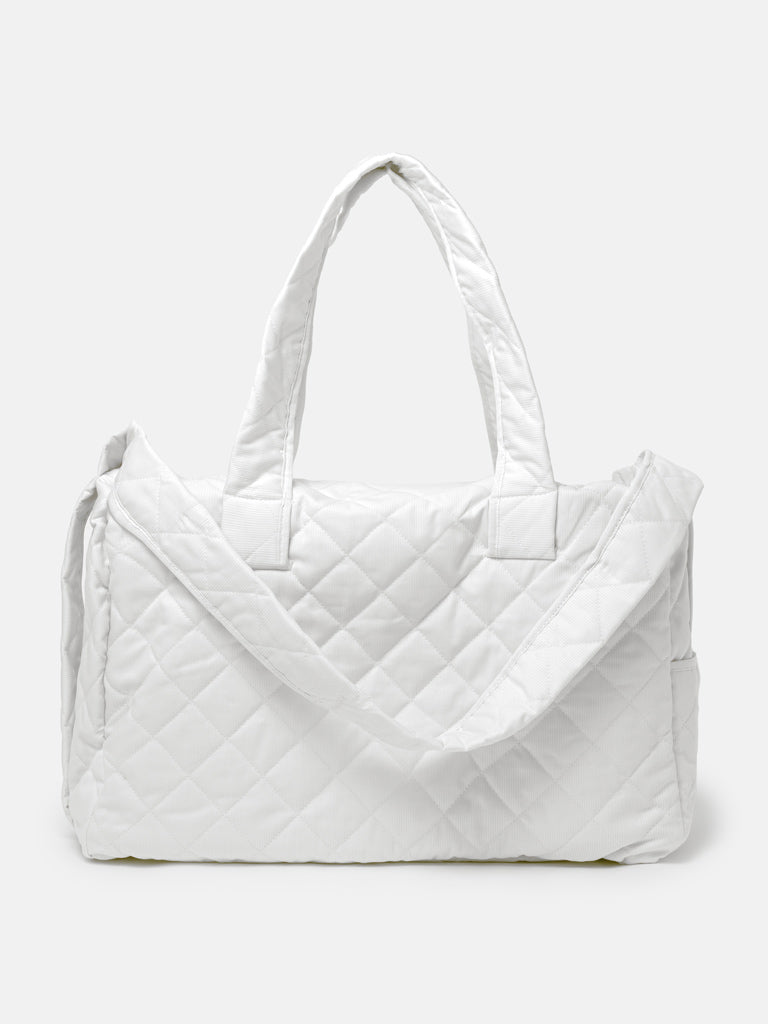 Baby Quilted Teddy Bear Changing Bag - White