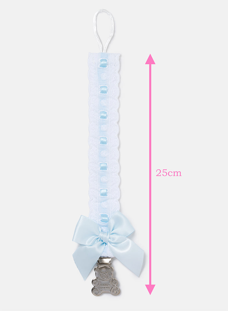 Baby Dummy Clip with Lace Detail - Baby Blue