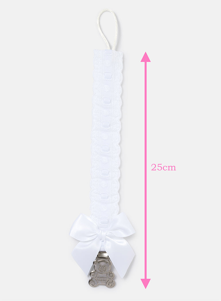 Baby Dummy Clip with Lace Detail - White