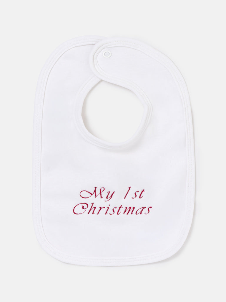 "My First Christmas" Embroidered Cotton Bib - Mixed Pack