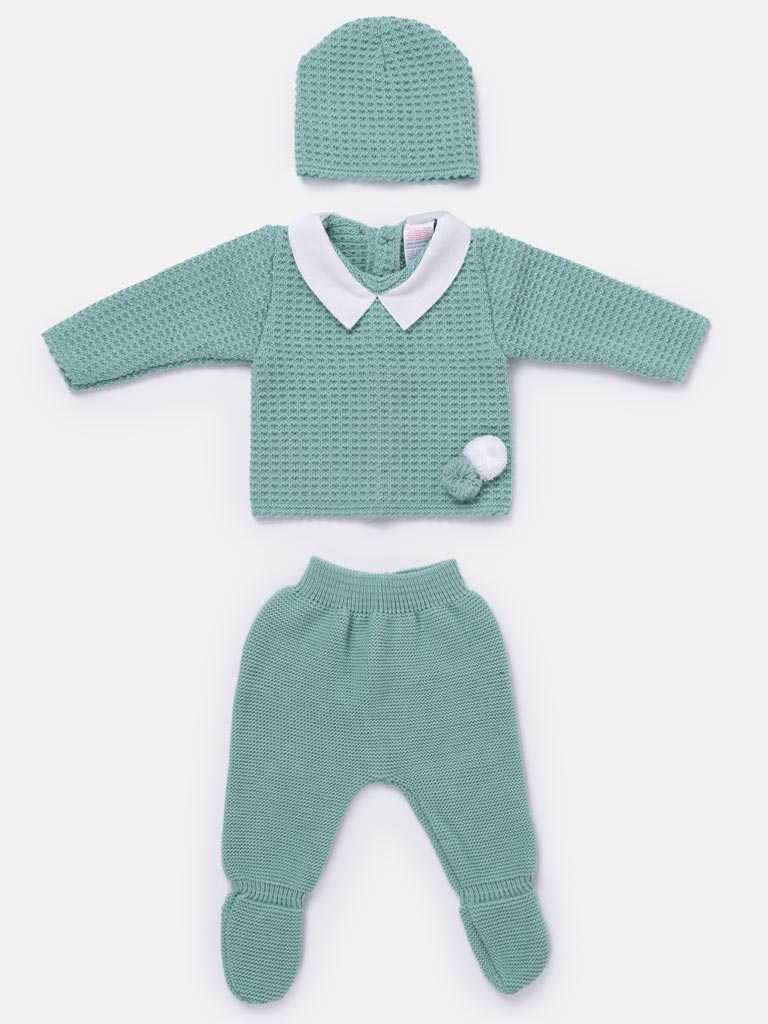 3-Piece Baby Boy Waffle Knit Gift Box Set - Mint