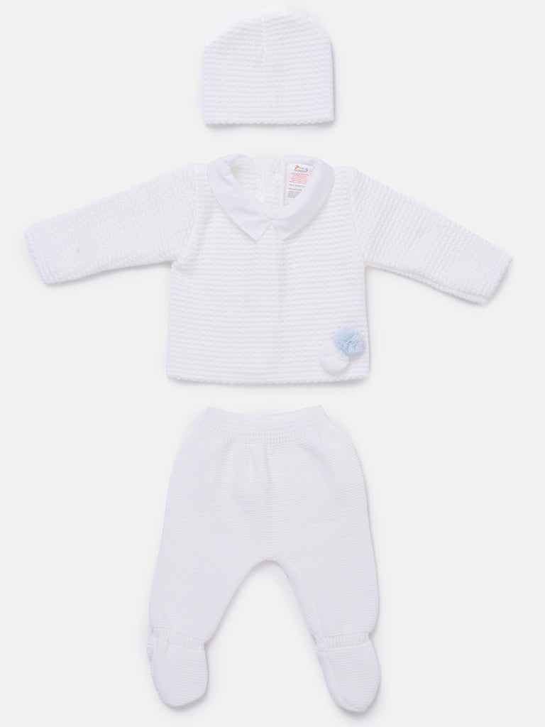 3-Piece Baby Boy Waffle Knit Gift Box Set - White