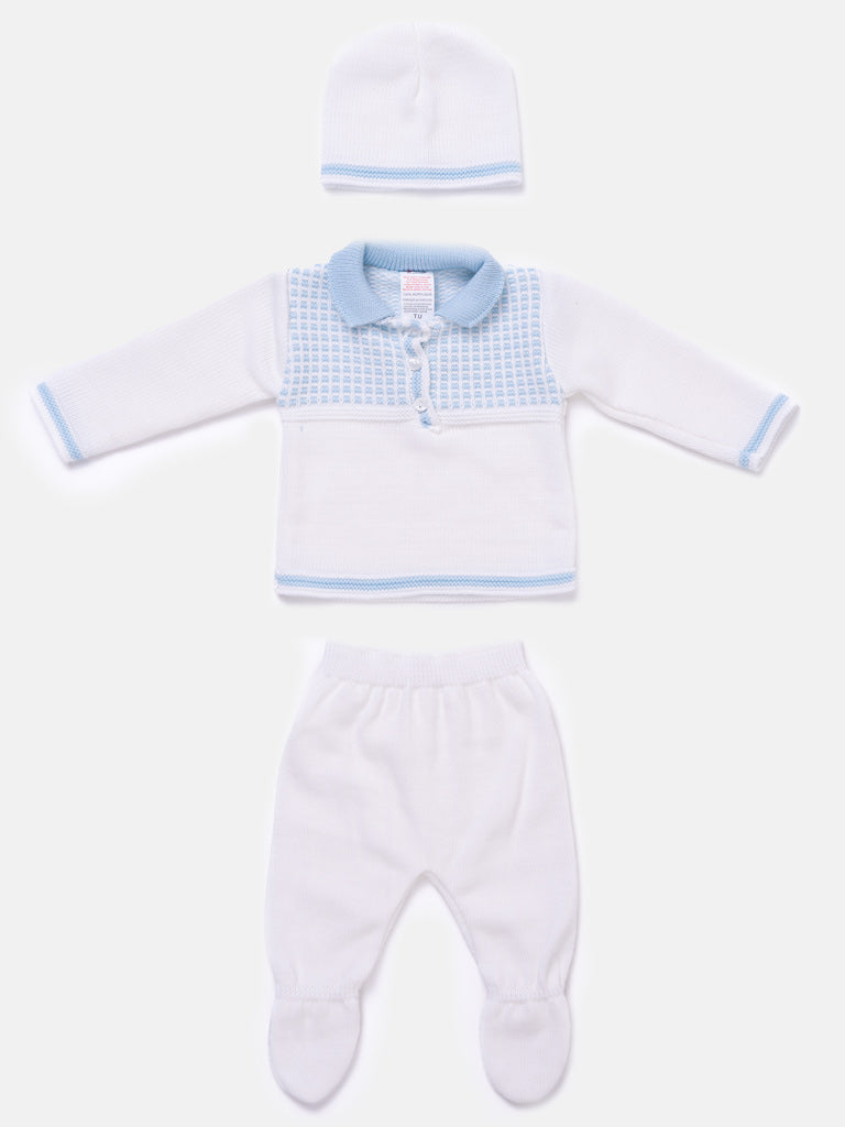 3-Piece Baby Boy Elegant Knit Gift Box Set - White