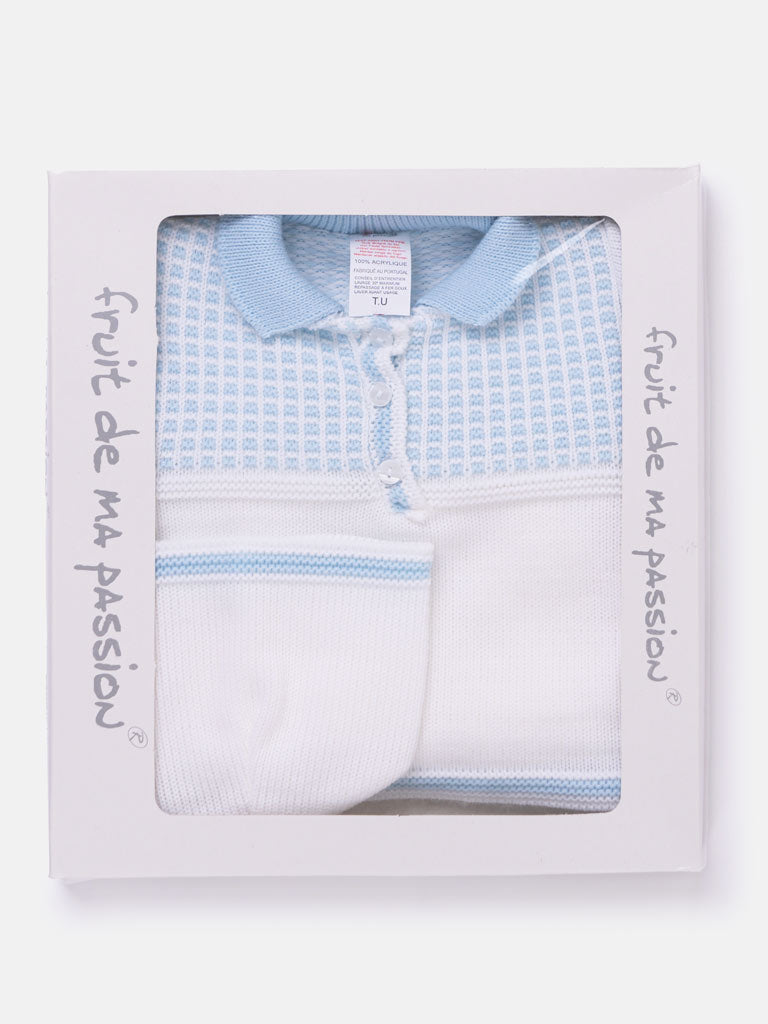 3-Piece Baby Boy Elegant Knit Gift Box Set - White