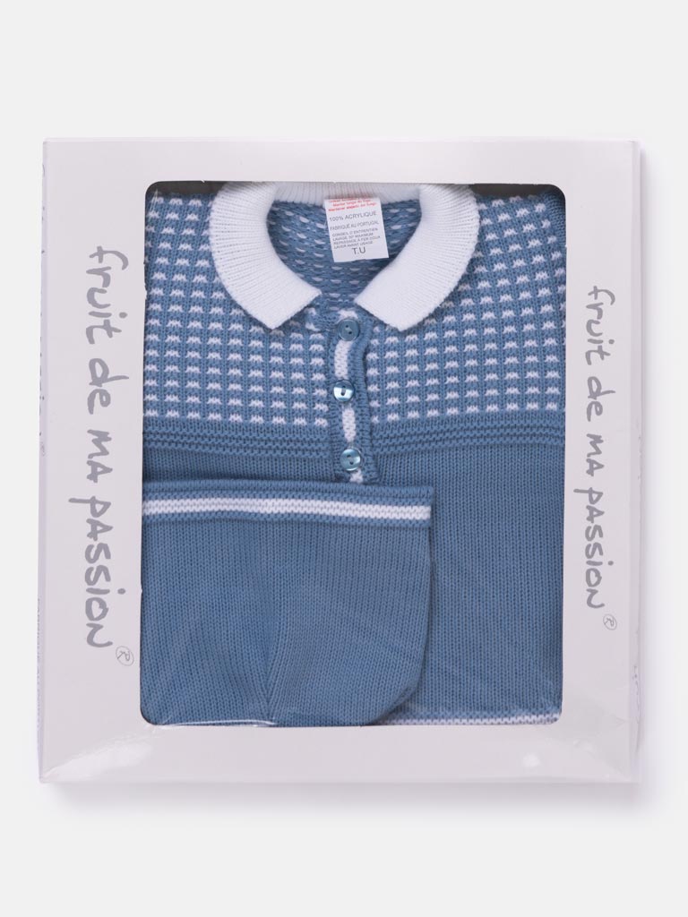 3-Piece Baby Boy Elegant Knit Gift Box Set - Blue