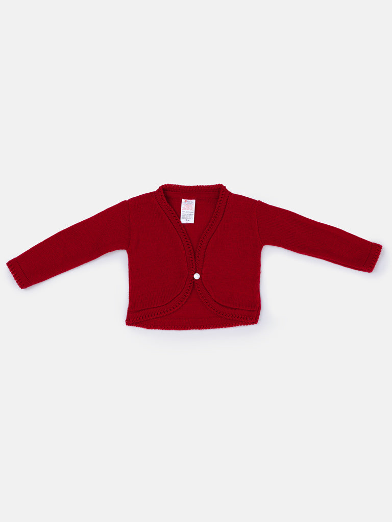 Luxury Baby Girl MEDIUM Bolero with Button - Red