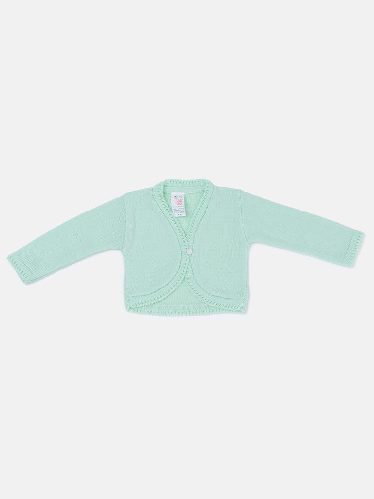 Luxury Baby Girl SHORT Bolero with Button - Mint