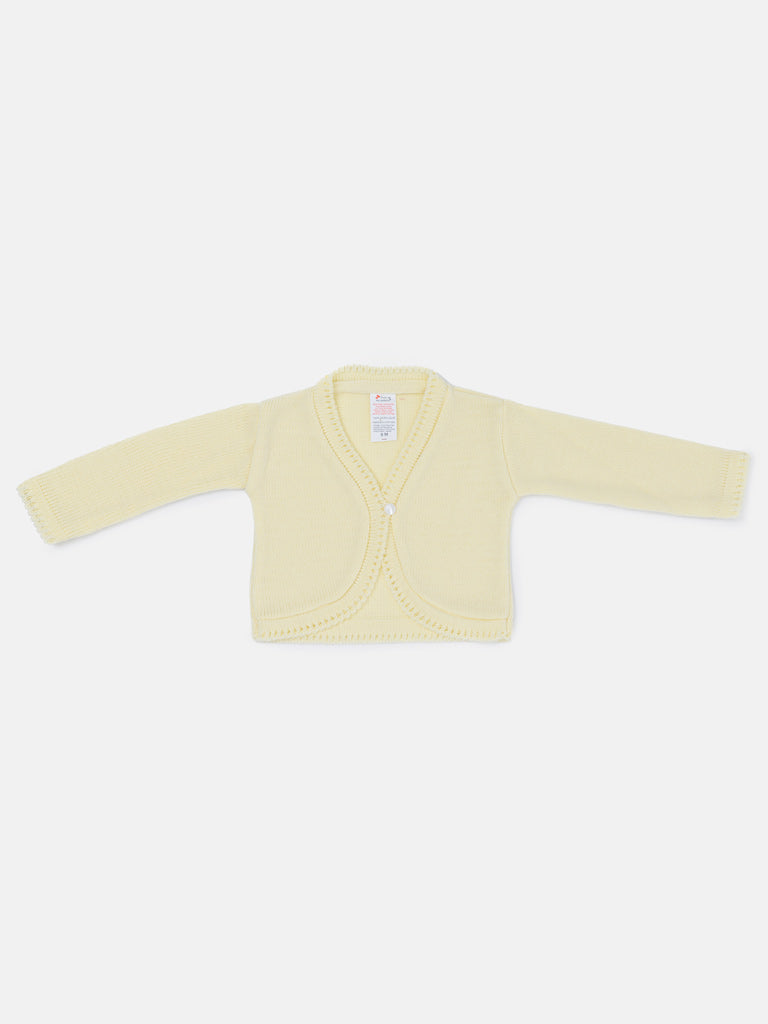 Luxury Baby Girl MEDIUM Bolero with Button - Lemon Yellow