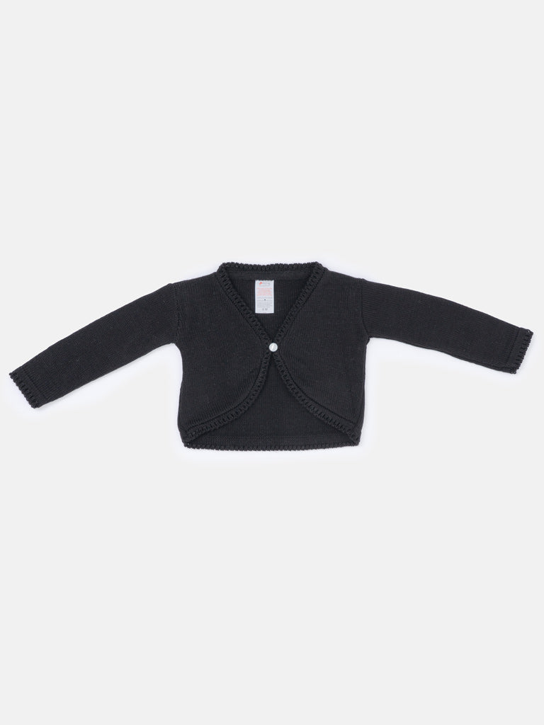 Luxury Baby Girl MEDIUM Bolero with Button - Black