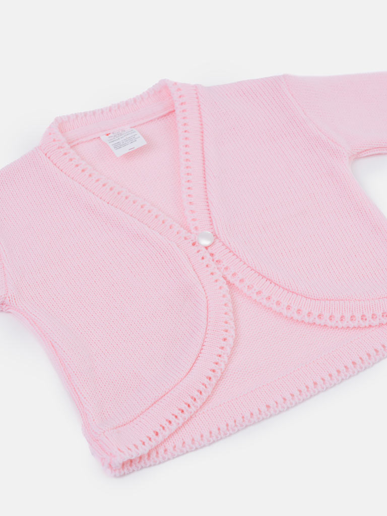 Luxury Baby Girl MEDIUM Bolero with Button - Pink