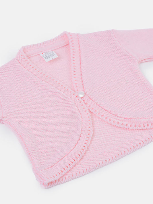 Luxury Baby Girl MEDIUM Bolero with Button - Pink