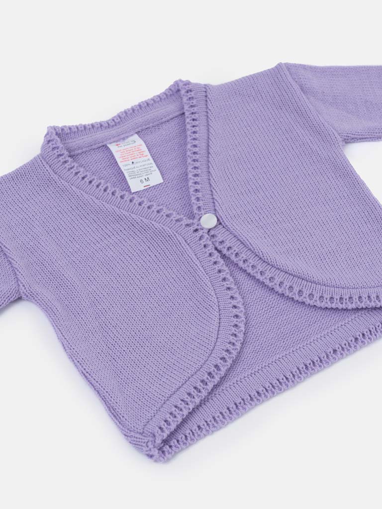 Luxury Baby Girl MEDIUM Bolero with Button - Purple