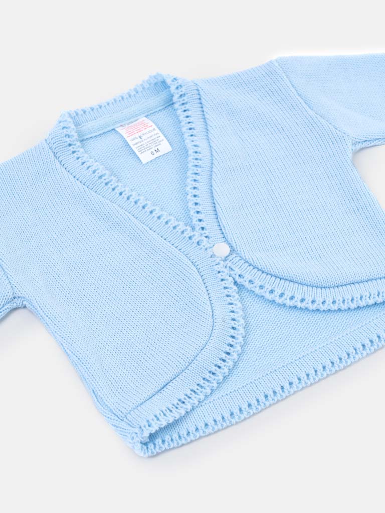 Luxury Baby Girl SHORT Bolero with Button - Baby Blue
