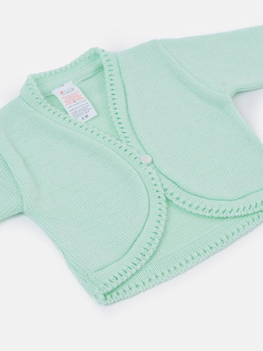 Luxury Baby Girl MEDIUM Bolero with Button - Mint