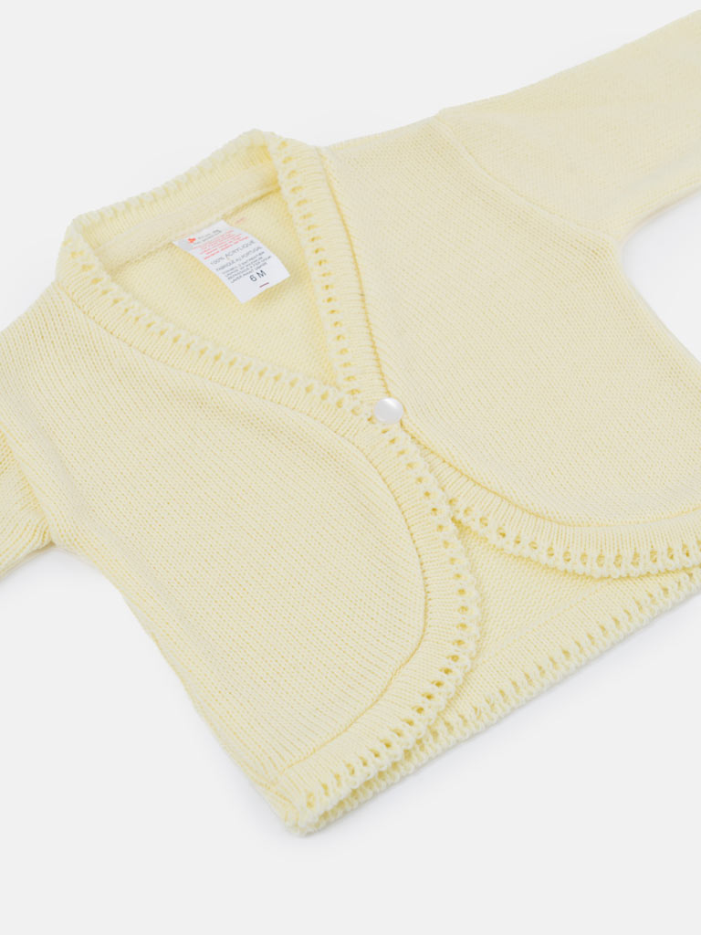 Luxury Baby Girl SHORT Bolero with Button - Lemon Yellow