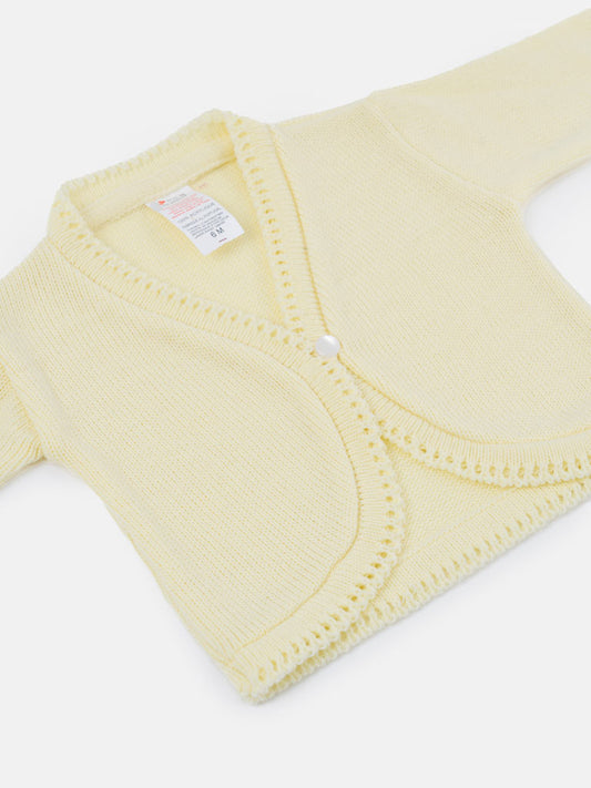 Luxury Baby Girl MEDIUM Bolero with Button - Lemon Yellow