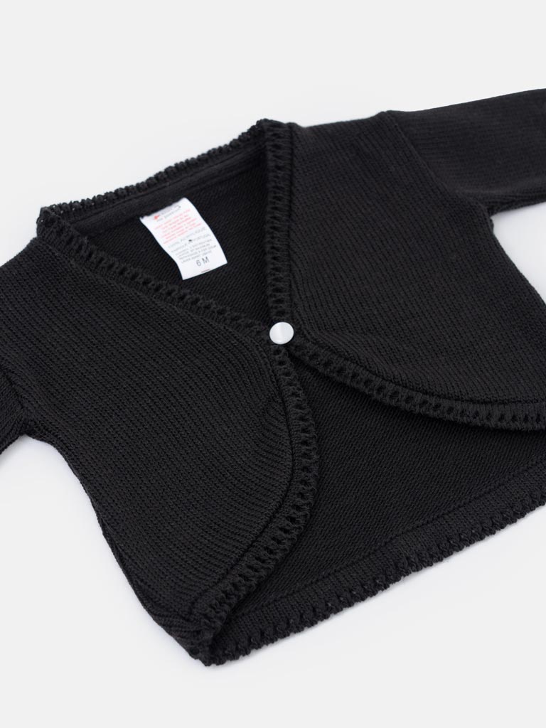 Luxury Baby Girl SHORT Bolero with Button - Black