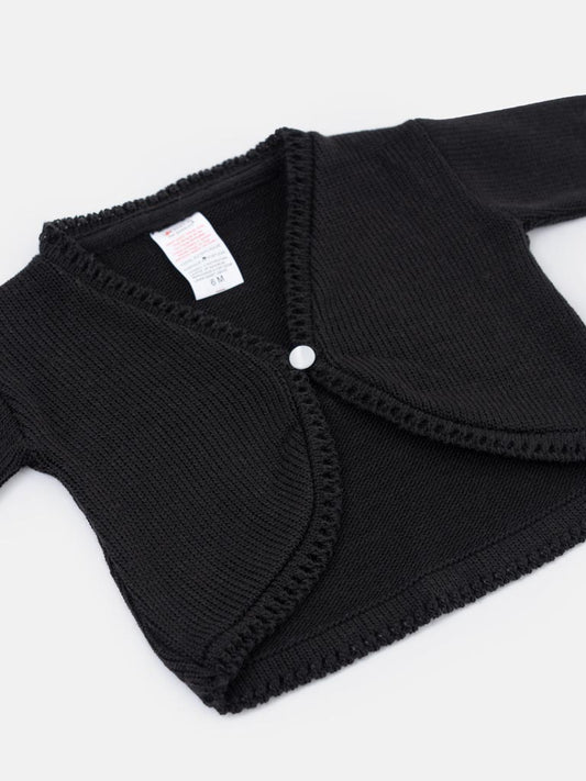 Luxury Baby Girl MEDIUM Bolero with Button - Black