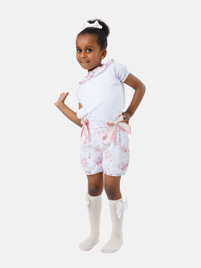 Baby Girl Lorena Collection 2-piece Floral Romper Set - Dusty Pink