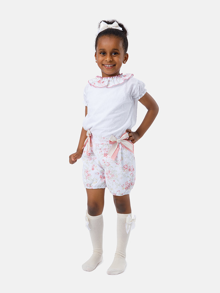 Baby Girl Lorena Collection 2-piece Floral Romper Set - Dusty Pink