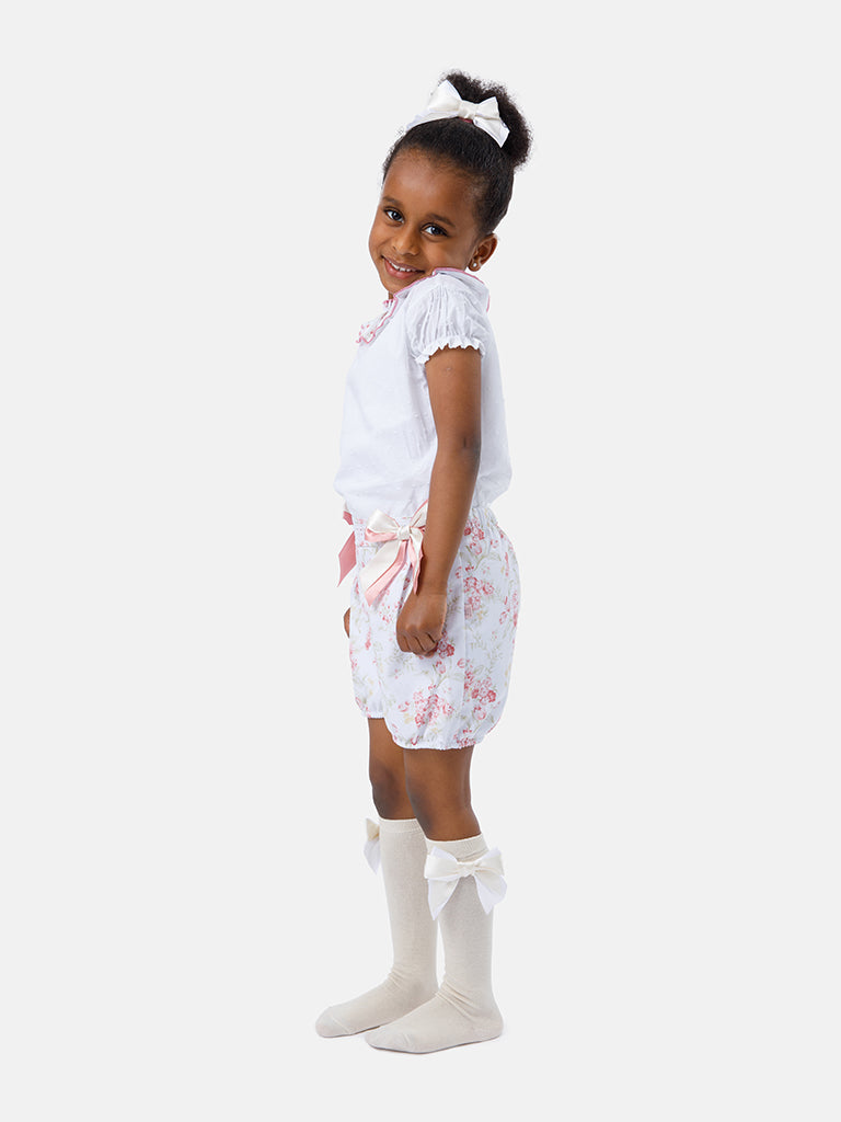 Baby Girl Lorena Collection 2-piece Floral Romper Set - Dusty Pink