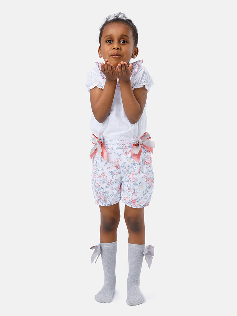 Baby Girl Lorena Collection 2-piece Floral Romper Set - Dusty Pink & Gray