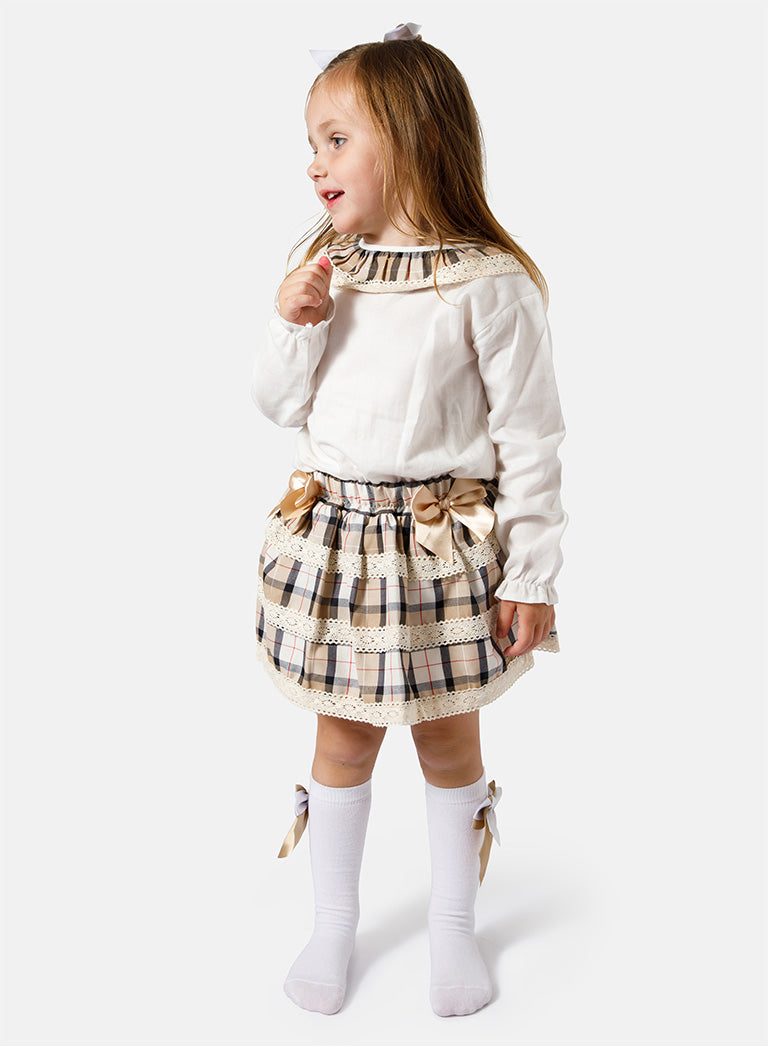 Baby Girl Sonia Collection 2-piece Romper Set - Beige