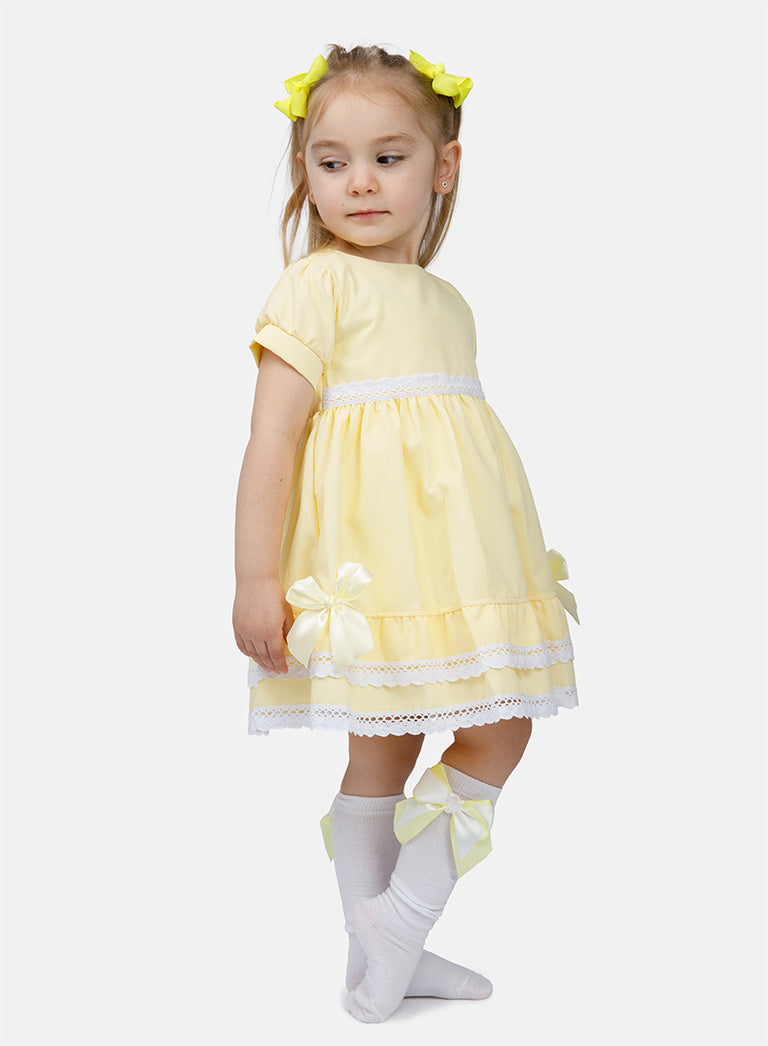 Baby Girl short-sleeve Dress Beatriz Collection - Lemon Yellow