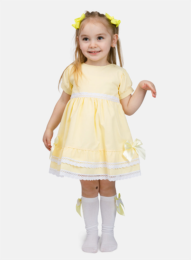 Baby Girl short-sleeve Dress Beatriz Collection - Lemon Yellow