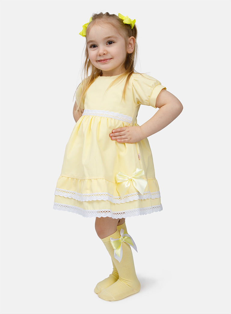 Baby Girl short-sleeve Dress Beatriz Collection - Lemon Yellow