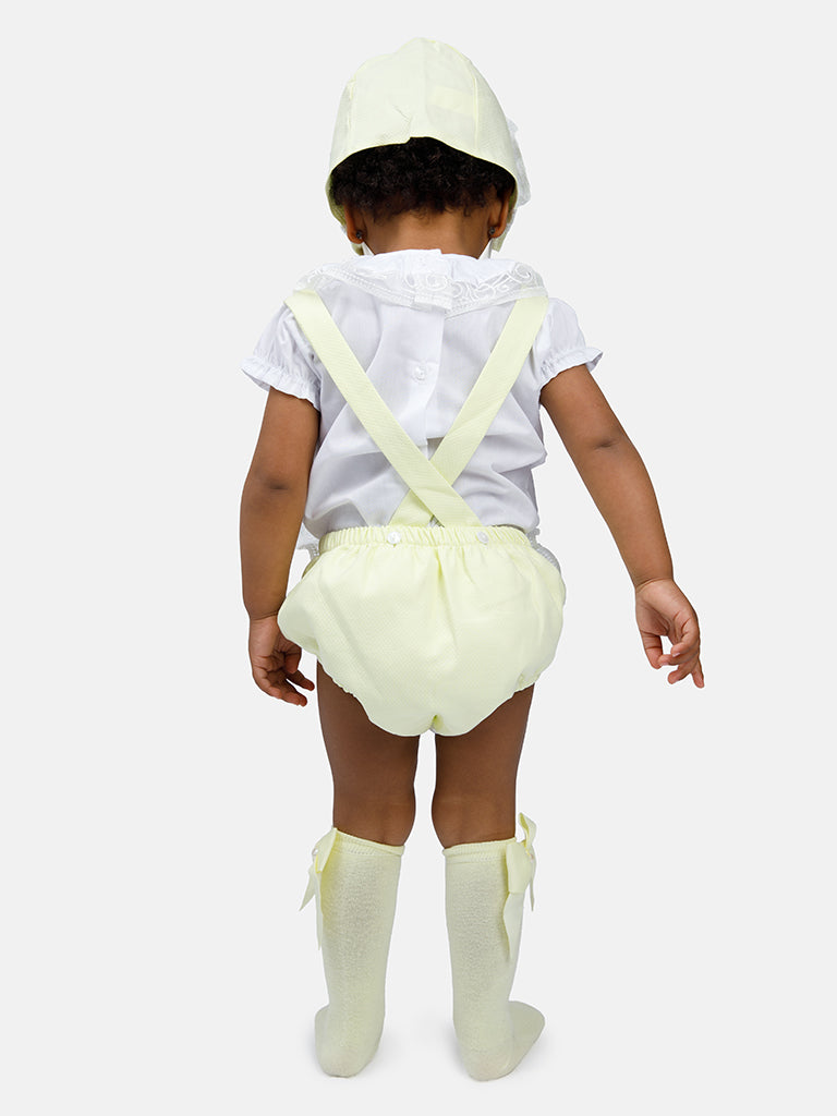 Baby Girl Renata Collection 3-piece Spanish Romper Set - Lemon Yellow
