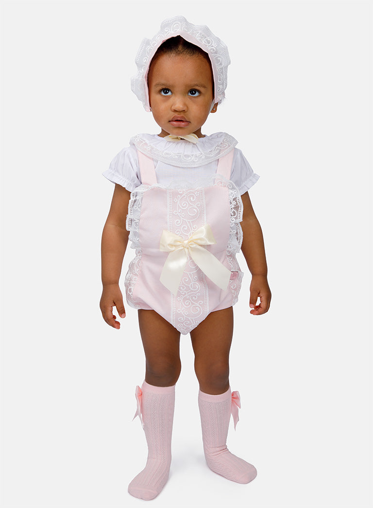 Baby Girl Renata Collection 3-piece Spanish Romper Set - Baby Pink