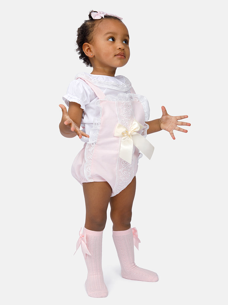 Baby Girl Renata Collection 3-piece Spanish Romper Set - Baby Pink