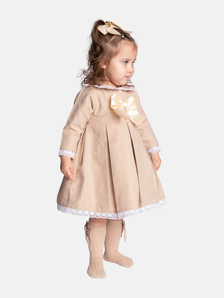 Baby Girl Dolcie-Mae Collection Dress Set with Purse - Beige