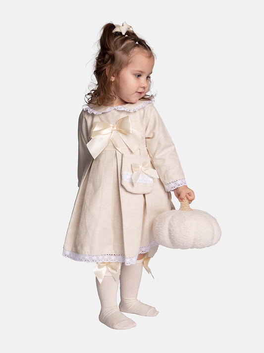 Baby Girl Dolcie-Mae Collection Dress Set with Purse - Ivory