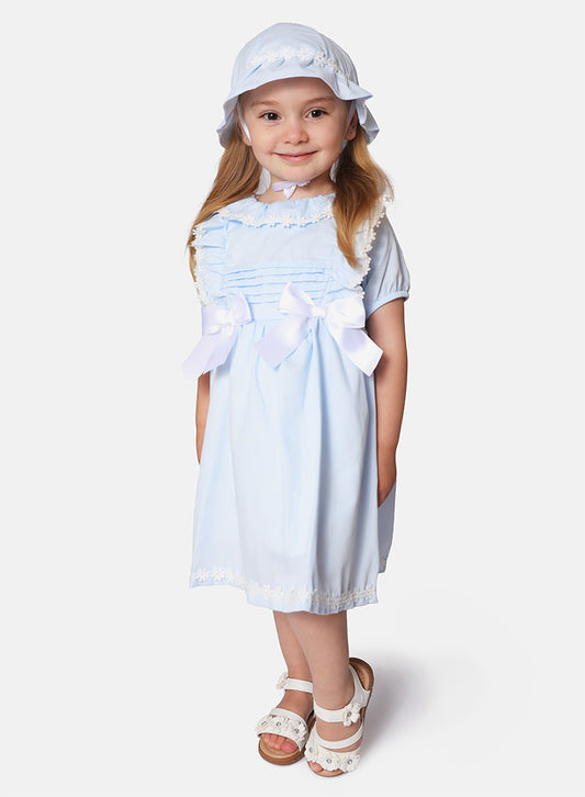 Baby Girl Graciela Collection 2-piece Spanish Dress with Hat - Baby Blue