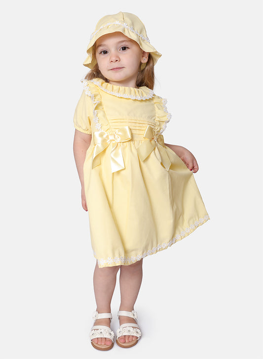 Baby Girl Graciela Collection 2-piece Spanish Dress with Hat - Lemon Yellow